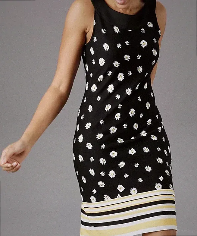 NEU JERSEY ETUIKLEID GÄNSEBLÜMCHEN 36 38 40 42 ANISTON schwarz weiss *19677824