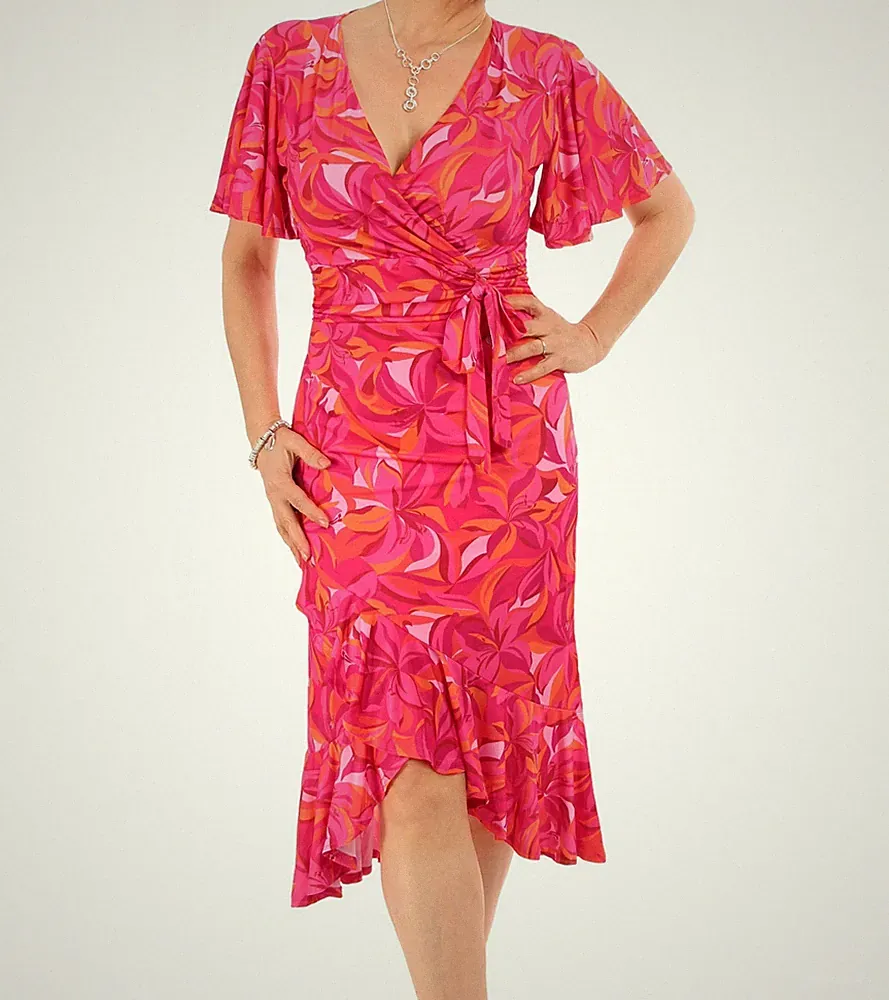 Flatterärmel Etui kleid
