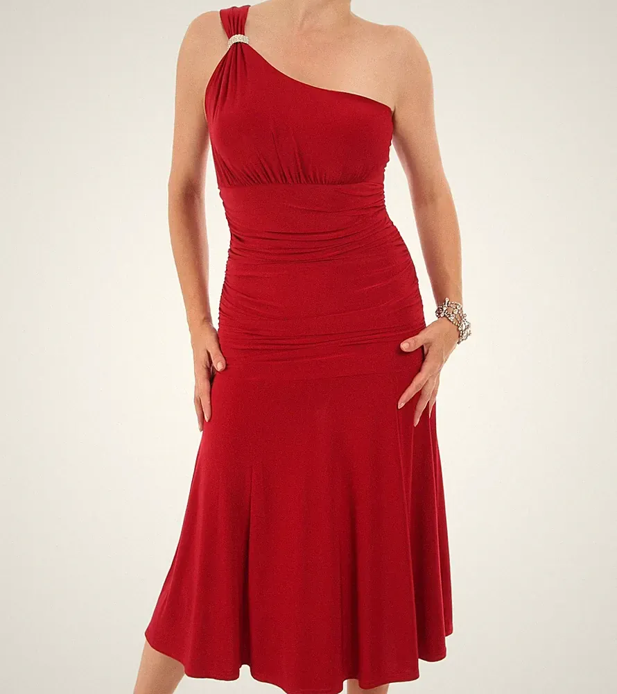 Neu Just Blue Kristall Diamante One-Shoulder Cocktailkleid Knielang