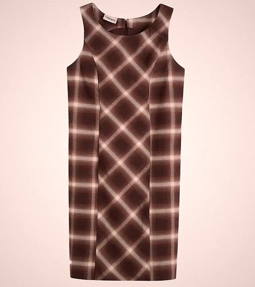 Neu Karokleid Gr. 42 Dunkelbraun Hellbraun Mittelbraun Etuikleid Bürokleid Dress