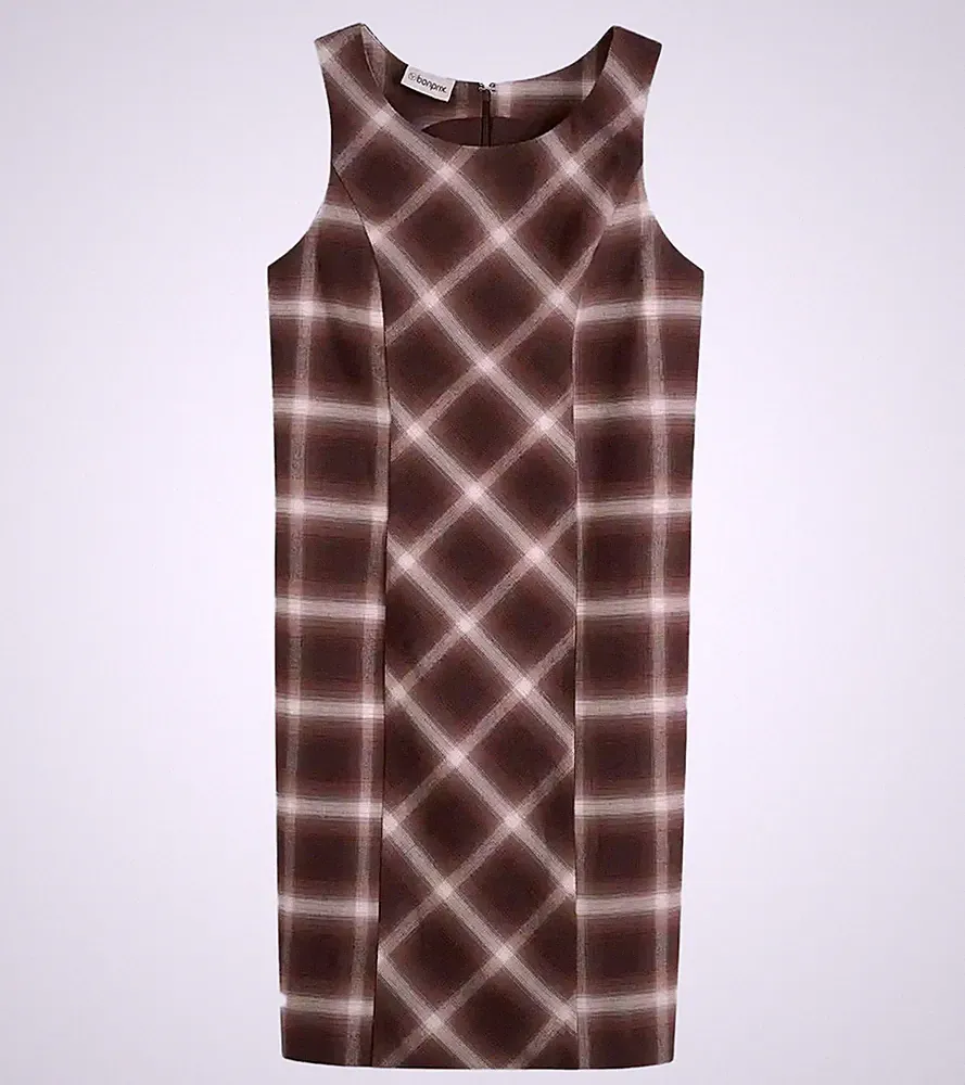 Neu Karokleid Gr. 54 Dunkelbraun Hellbraun Mittelbraun Etuikleid Bürokleid Dress