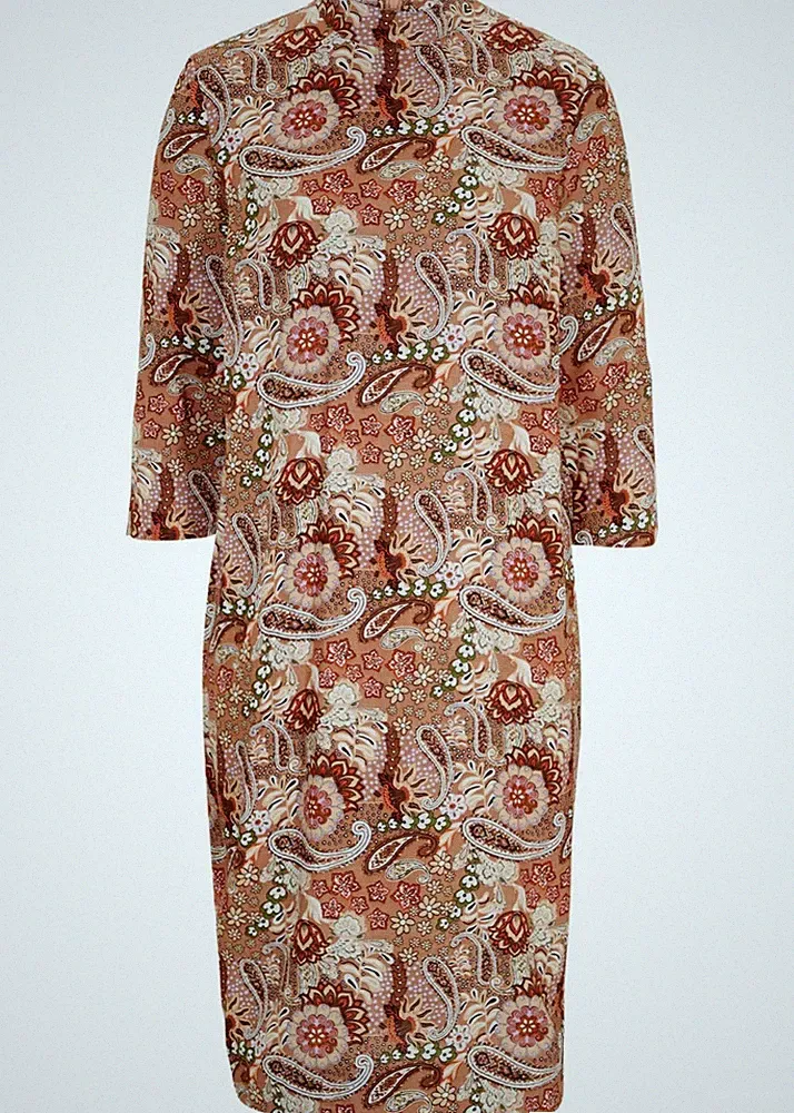 Neu Kleid mit Paisleymuster in A-Linie Gr. 38 Eiskaffee Damen Midikleid