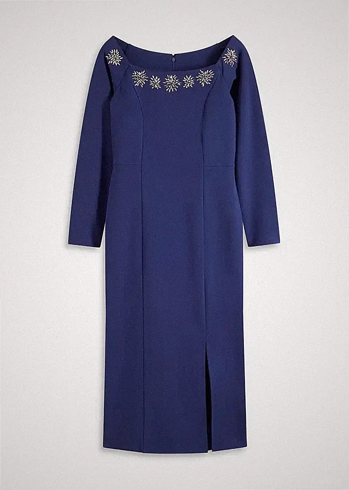 Neu Maxikleid Gr. 42 Mitternachtsblau Damen Etuikleid Bürokleid