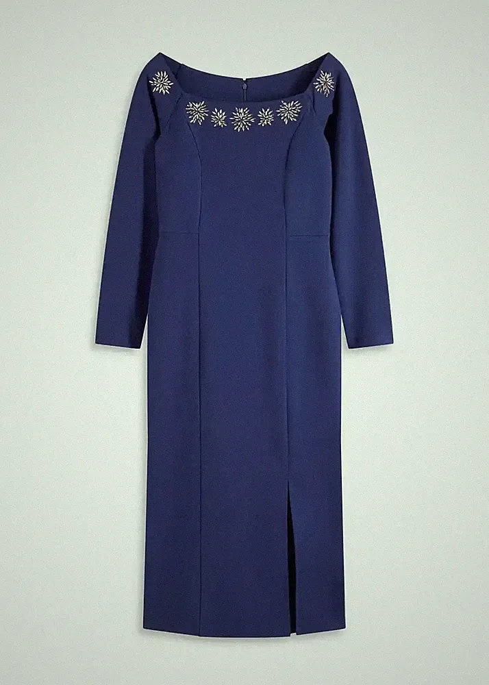 Neu Maxikleid Gr. 42 Mitternachtsblau Damen Etuikleid Bürokleid