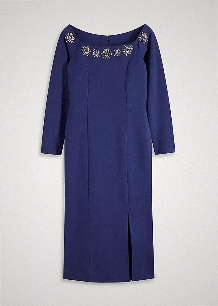 Neu Maxikleid Gr. 46 Mitternachtsblau Damen Etuikleid Bürokleid