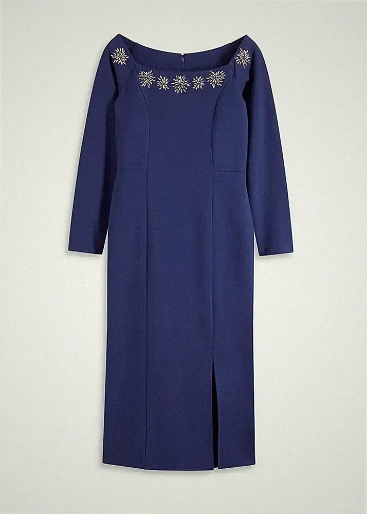 Neu Maxikleid Gr. 48 Mitternachtsblau Damen Etuikleid Bürokleid