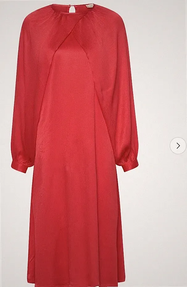 NEU MIT ETIKETT £130 IN LUXUS fein plisse rotes Midikleid Cape Ballonärmel UK 8