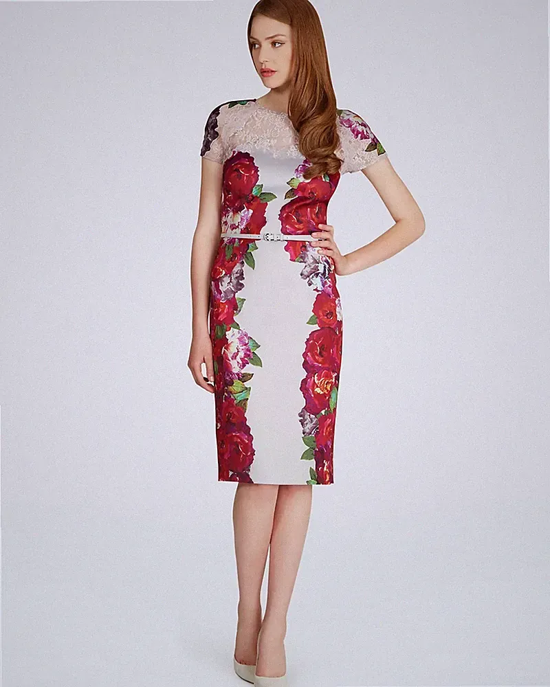 Neu mit Etikett Coast Stefana Satin Spitze Rose Blumen Anlass Kleid Hochzeit Gast Rennen 14