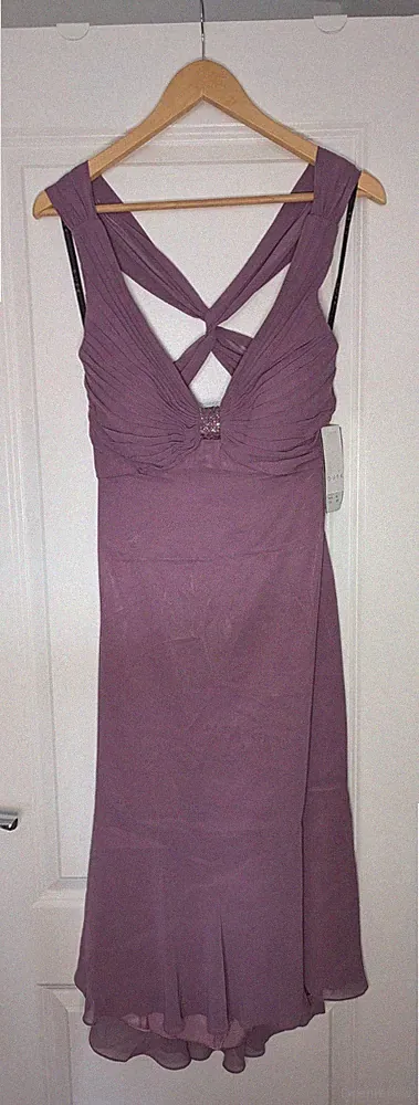 NEU MIT ETIKETT "DÄMMERUNG" LILA ABEND-/PARTY-/HOCHZEITSGASTKLEID GEFÜTTERT UK 12 UVP £89