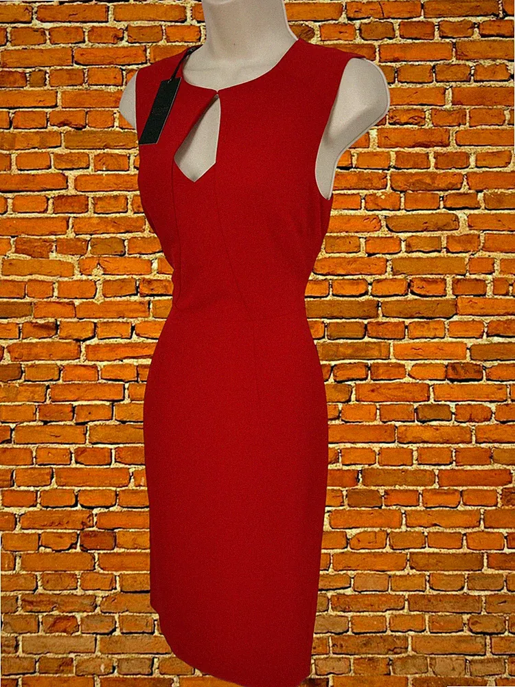 NEU MIT ETIKETT HOBBS AMELIE UK 8 ROT SEXY SCHLÜSSELLOCHAUSSCHNITT SMART Party KLEID UVP £159