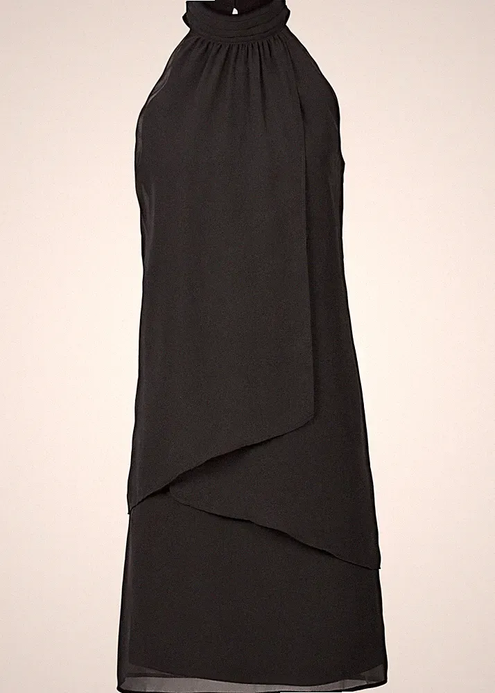 Neu Neckholder-Kleid Gr. 44 Schwarz Damen Abendkleid Kurzes Partykleid Dress