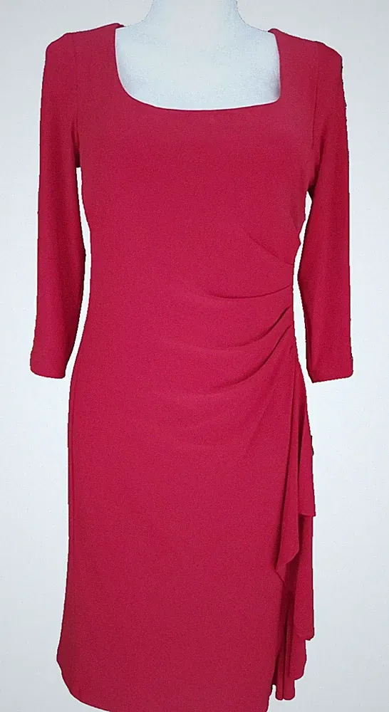 NEU Ralph Lauren Abend Wasserfall Designer Kleid 3/4 Ärmel Gr 10 D 40 42 gerafft