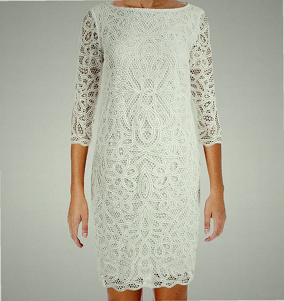 NEU RALPH LAUREN Damen Weiß Spitze Festlich Hochzeit Kleid 36 38 40 42 $245