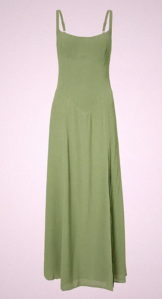 Neu REFORMATION Ailany gewebtes Midikleid mit eckigem Ausschnitt in Jadegrün UK 8 UVP 248 £