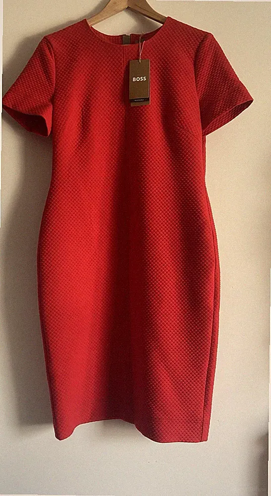 Neu rotes Boss Etuikleid Kleid Gr. 42 AzA 50-55 L 105 NP 299€ Elegant Klassisch
