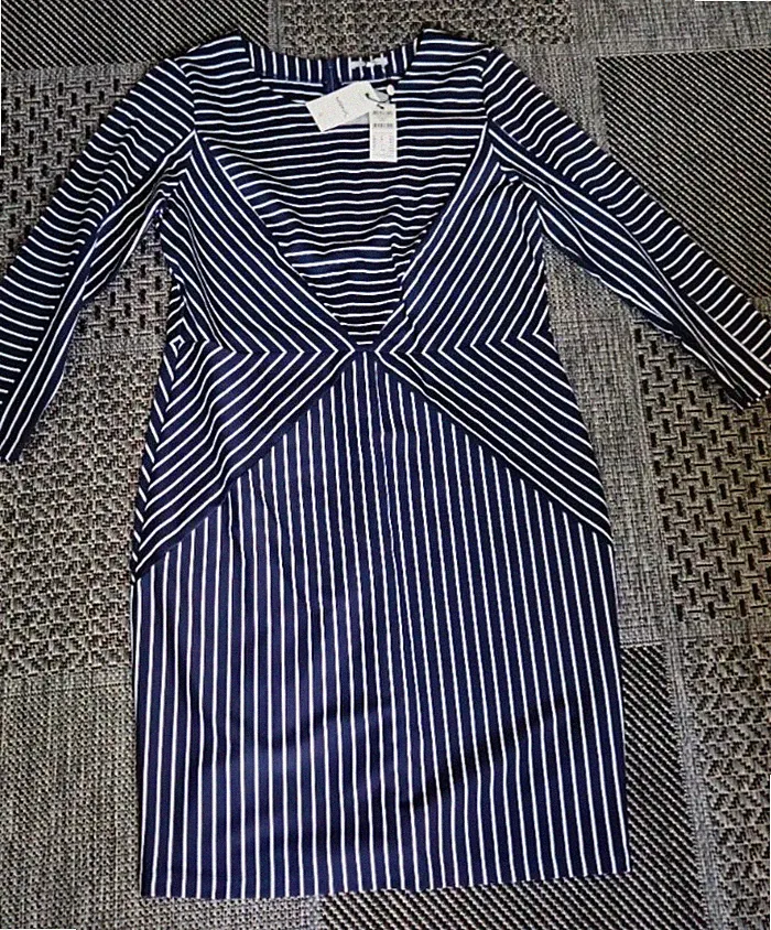 NEU!!!! Sandwich Damenkleid Etuikleid blau/weiß Gr. L langarm