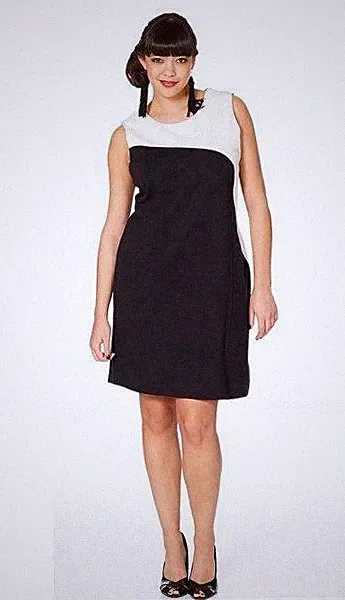 NEU - SHEEGO - GR. 58 - Etuikleid schwarz-weiß Jersey elegant