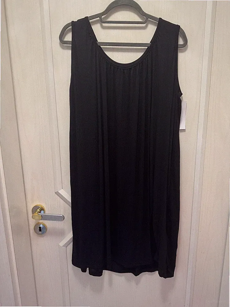 Neu- Shirt Kleid „Klassik“ Rundhals, Ärmellos,A-Linie Schwarz 48/50/52