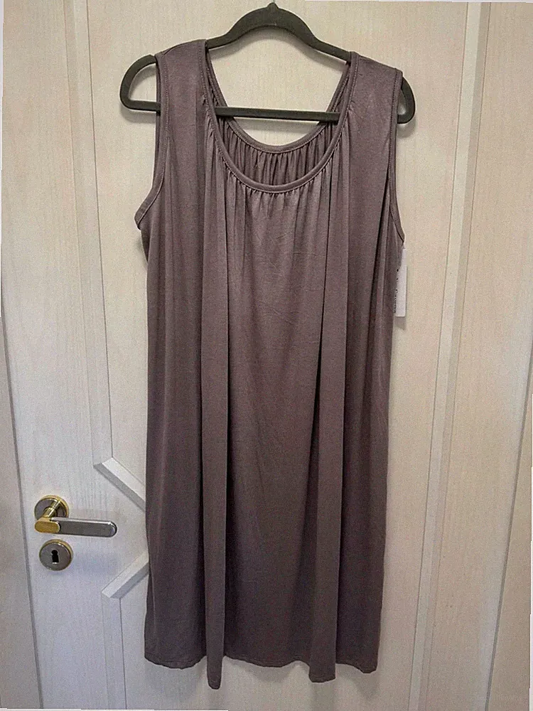 Neu- Shirt Kleid „Klassik“ Rundhals, Ärmellos,A-Linie Taupe 48/50/52