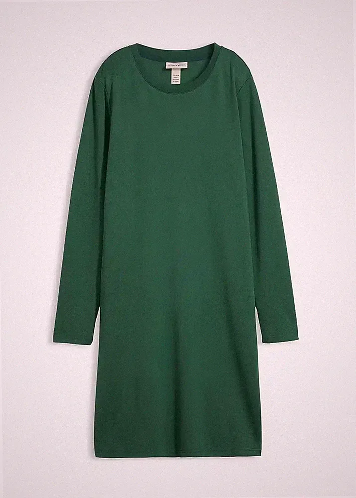 Neu Shirtkleid in A-Linie aus Viskose-Mix Gr. 52/54 Dunkelgrün Casual-Kleid