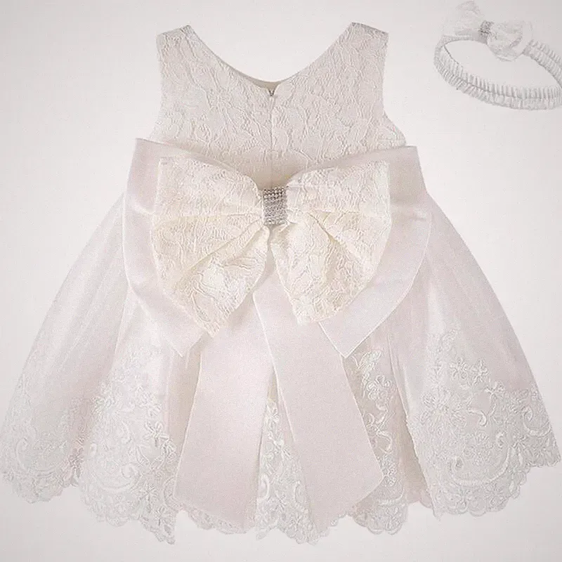 Neu Spitze Baby Mädchen weiß Taufkleid Prinzessin Hochzeit Taufe Kinderkleidung