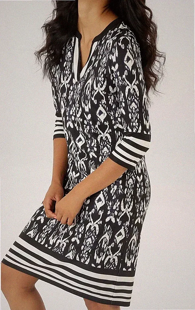 NEU STRETCHJERSEY ETUIKLEID ETHNOPRINTS GR 38 40 ANISTON schwarz weiss *79702518