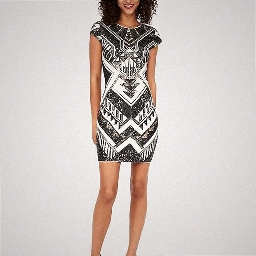 Neu Sz Xs Kurzärmlig Pailletten Etuikleid Express Kurzärmelig Party Bodycon