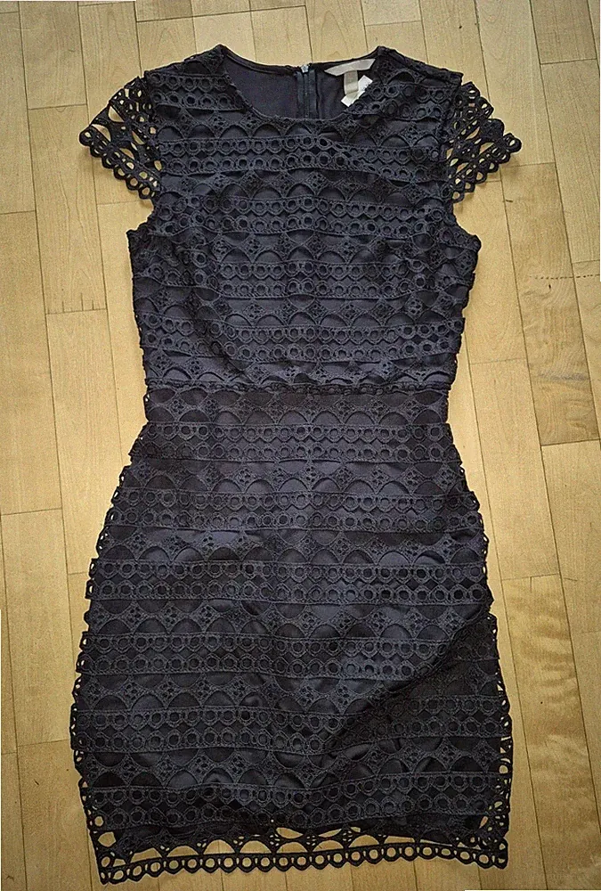 NEU traumhaftes H&M blaues Spitzen Etui Kleid S 34 Abiball Party Business