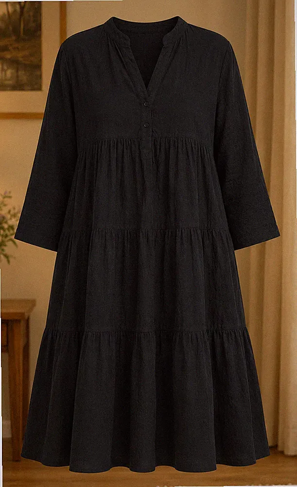Neu: Wunderschönes Stufenkleid in A-Linie, schwarz, Gr. 42
