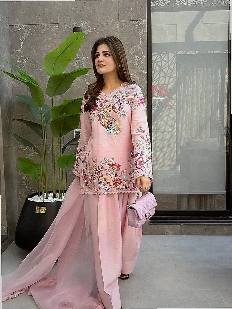 Neue Faux Georgette Designer Farshi Salwar Mit Dupatta Für Party Wear