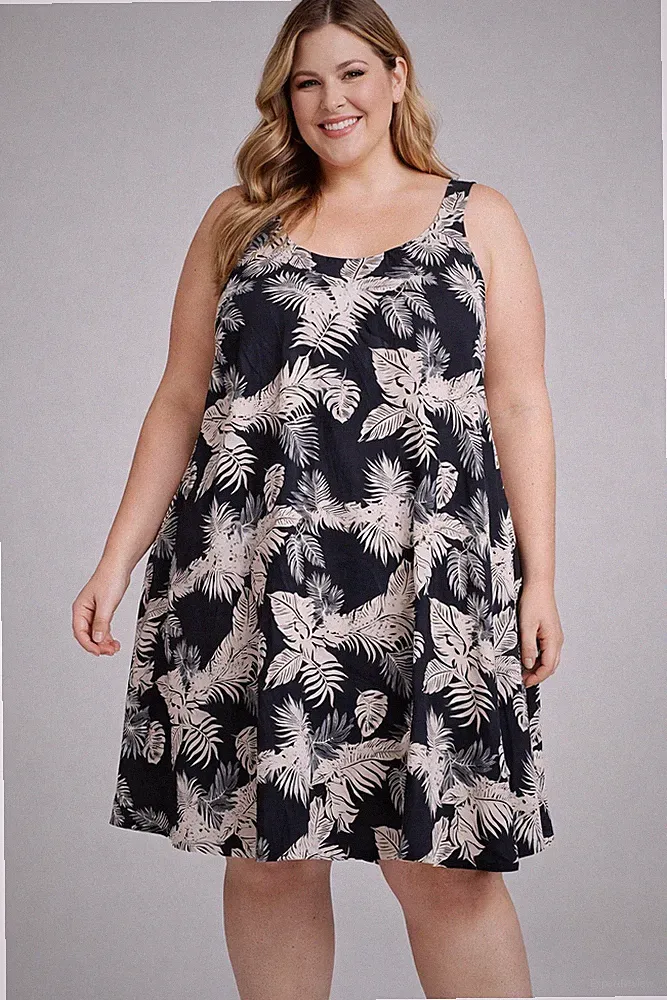 Neues braunes & schwarzes Sommerkleid Größe 16