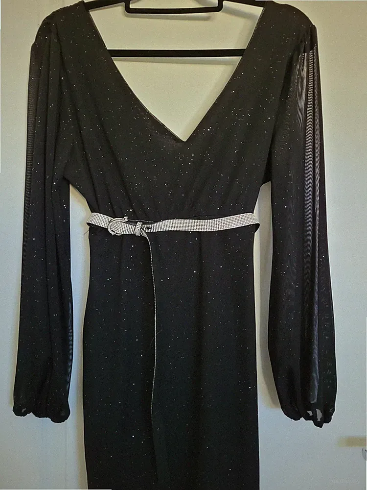 Neues eleg Kleid für Feierlichkeiten, Hochzeit etc Gr 40 schwarz mit Glitzer