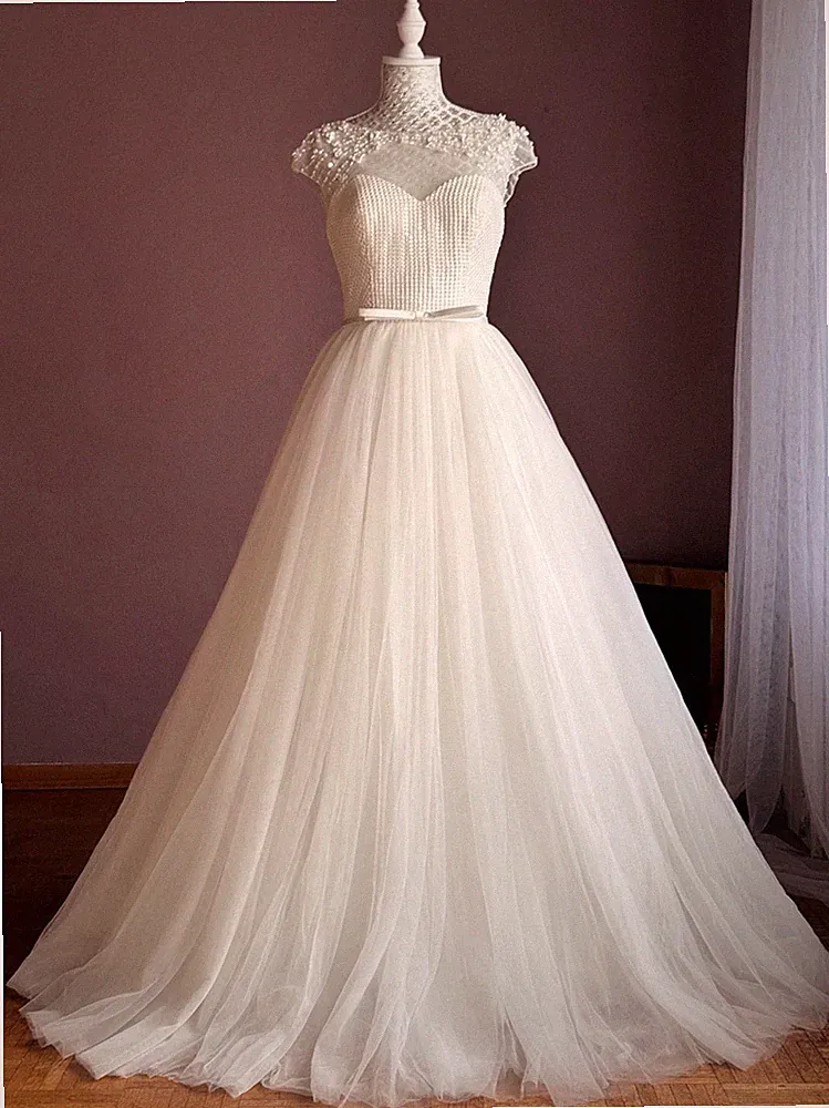 Neues weißes Ballkleid Brautkleid mit Etikett Pailletten für Hochzeit/Ball