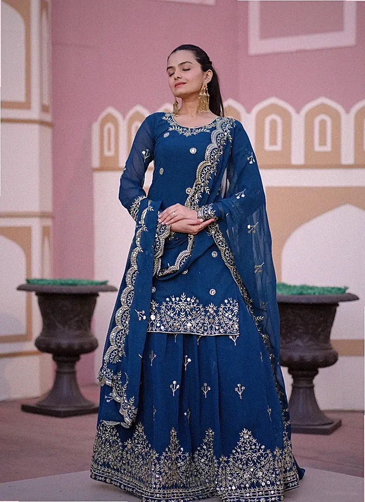 Neueste Kollektion Schwere Faux Georgette Salwar Kameez Mit Dupatta Für Frauen
