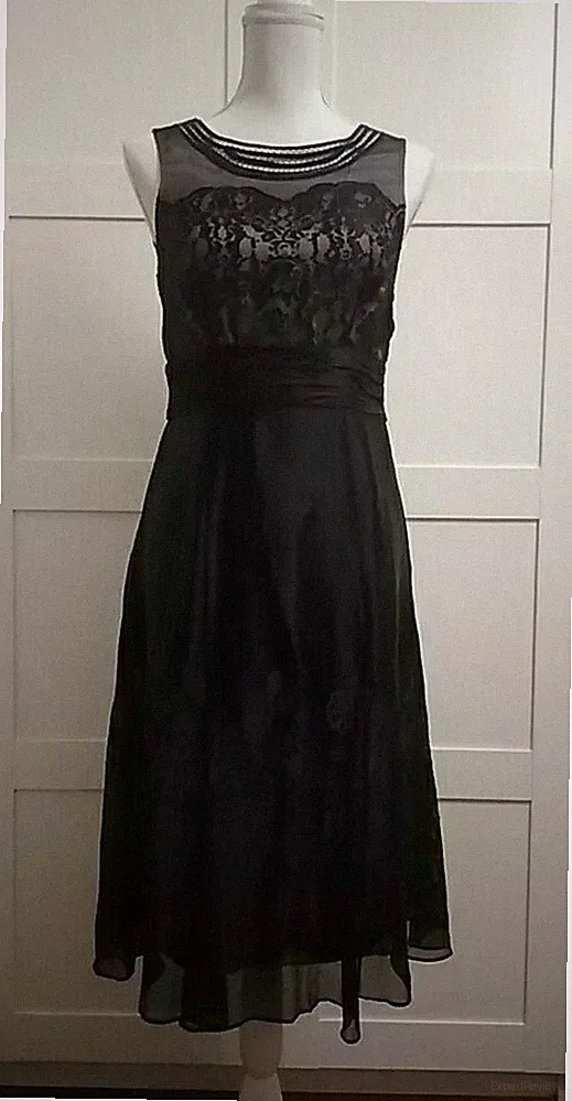 Neuwertiges Monsoon Kleid, schwarz-weiß 50er Jahre Stil Seide, Gr. UK 10 (IT 38)