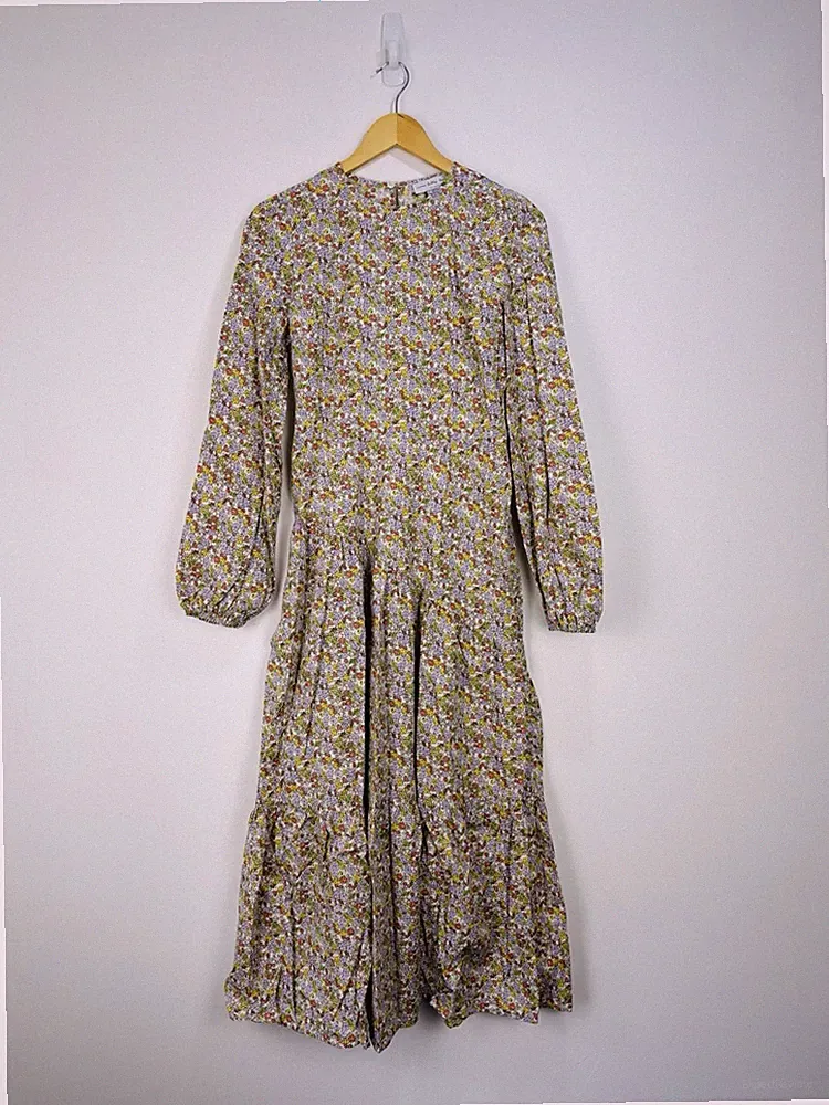 Never Fully Dressed Kleid Damen Größe 10 Mehrfarbig Midi Blumenmuster Ditsy Baumwolle