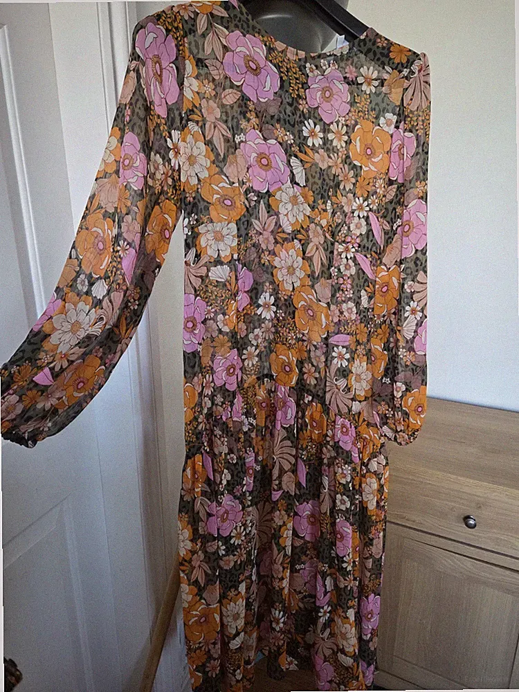 Never Fully Dressed rosa Leopard Blumen transparentes Kleid Hochzeitsgast Damentag 14