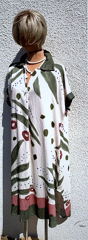 NEW COLLECTION Kaftan Maxi Kleid Vokuhila African Style A-Linie Runder Saum OS