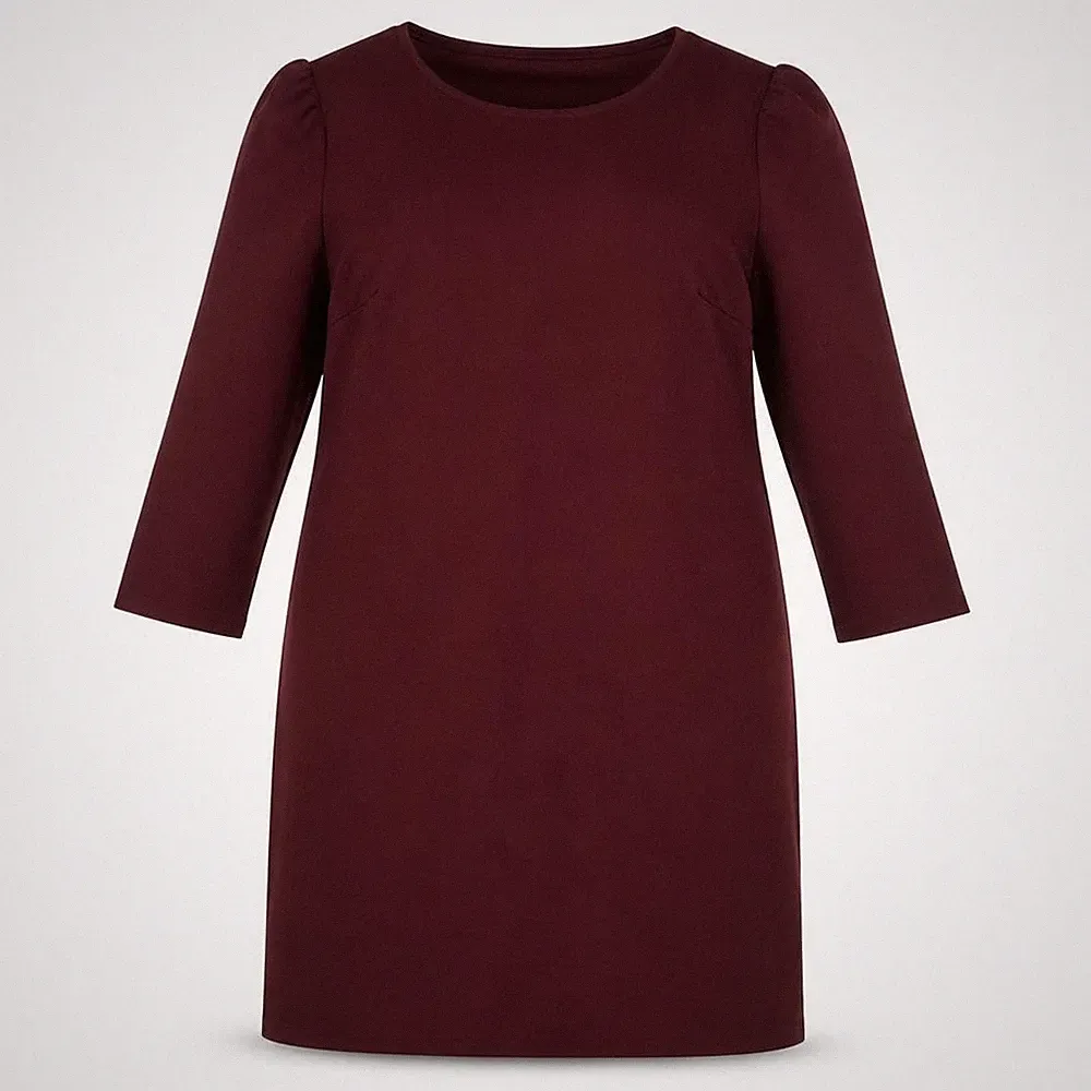 New Look Damen A-Linie Kleid Größe 8 Lila Knielang Rundhals 3/4 Arm
