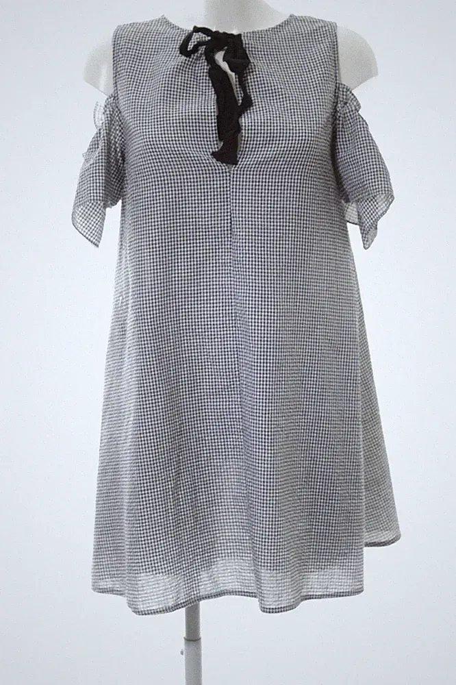 New Look Petite A-Linien Kleid Damen Business Karomuster Schwarz Weiß Gr. 40