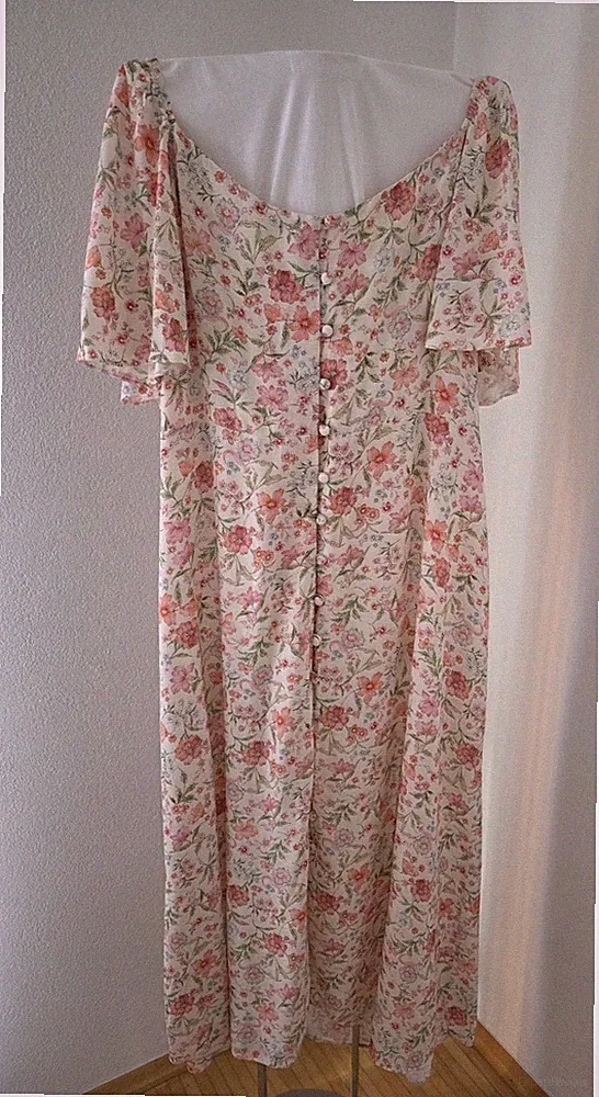 NEW LOOK Sommerkleid Damen Gr. 46 Viskose zartes Blumenmuster Neu Länge 118 cm