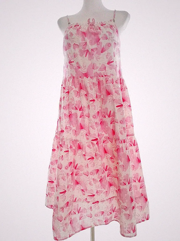 NEXT Damen A-Linien-Kleid Gr. Rosa Ärmellos Midi Schulterfrei