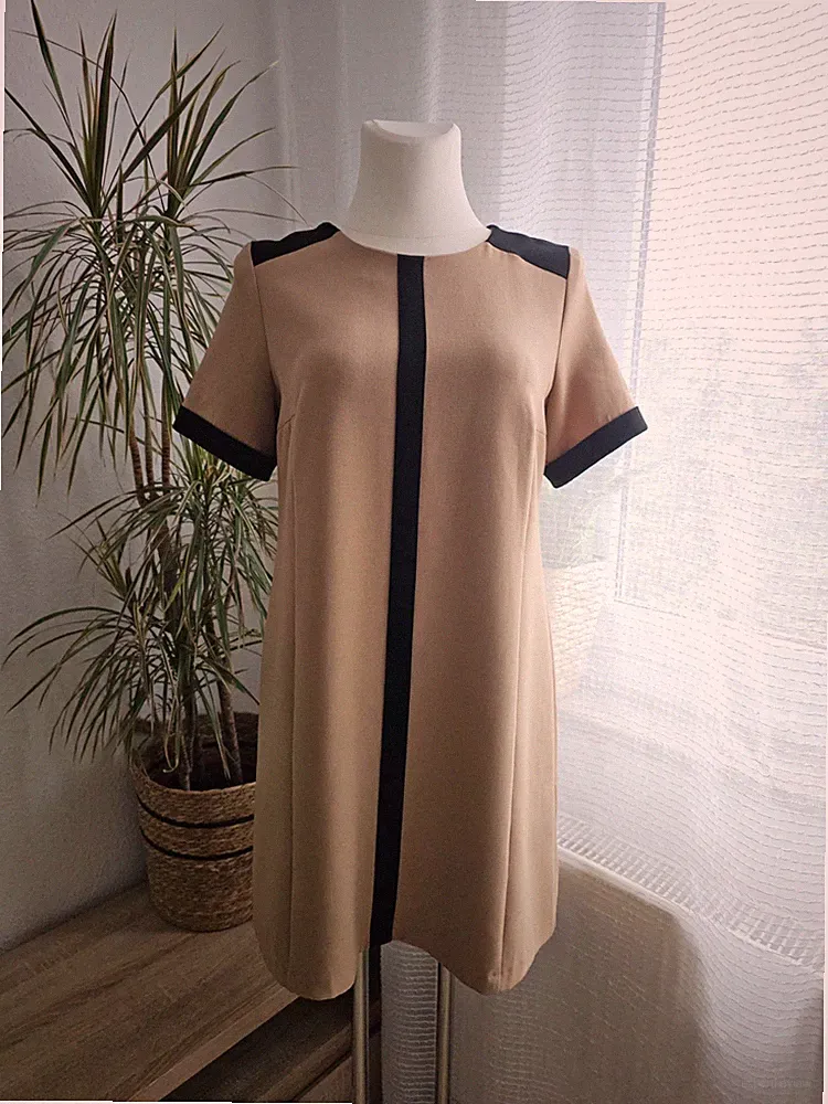 Next Damen Kleid Partykleid Cocktailkleid 44 2XL Brown Schwarz Kurzärmlig 2321