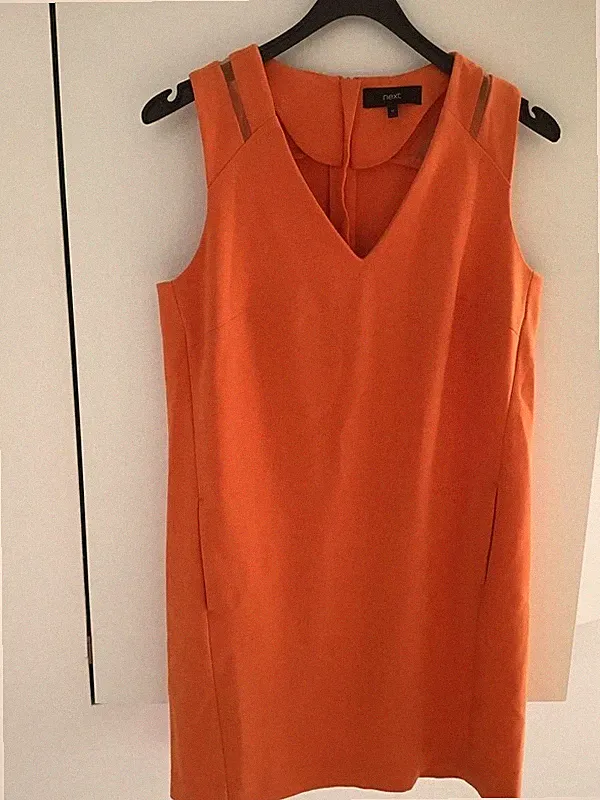 next etuikleid orange 12 colorblocking transparent boho business sixties stil