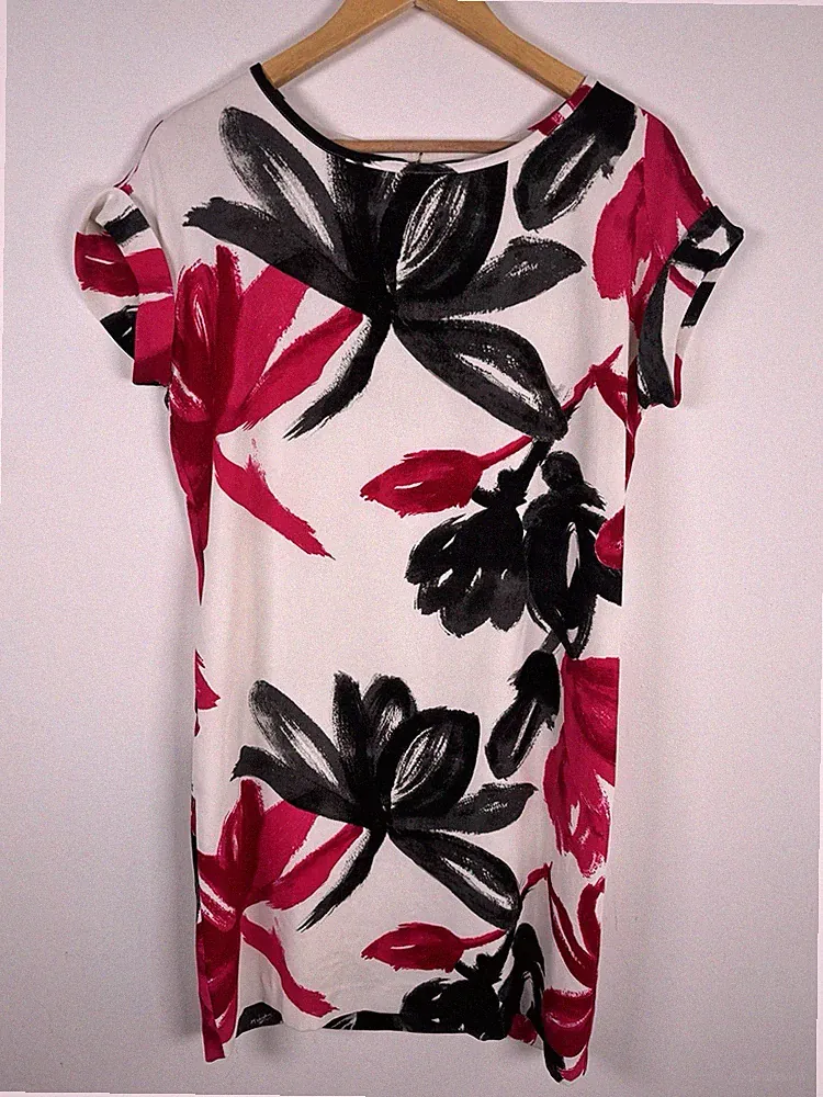 Next Größe 10 Tall 10T Kleid rosa schwarz Blumen Etui Arbeit Büro Karriere
