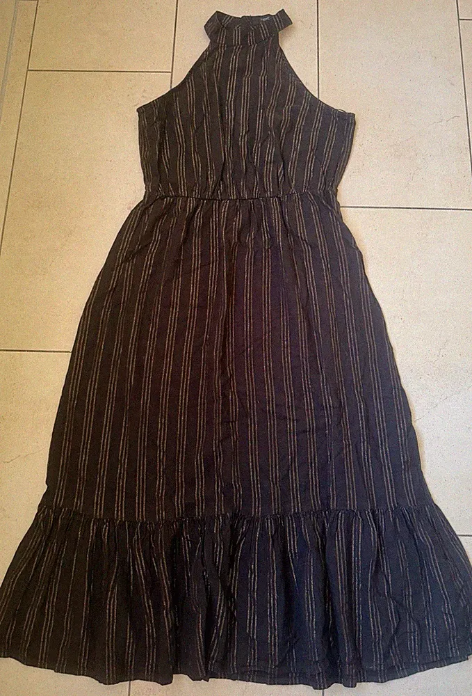Next Kleid Neckholder Braun Mit Goldenen Fäden Midi 42