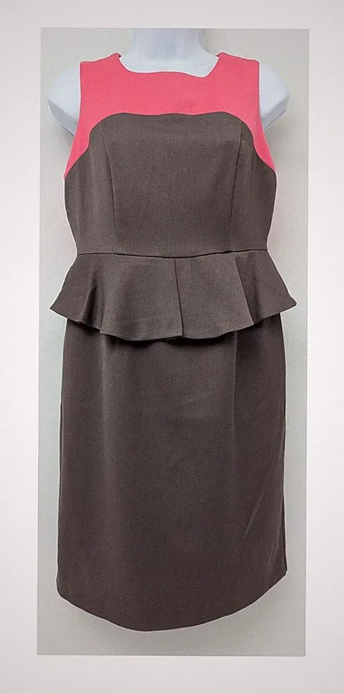 Next Petite Kleid UK 10 Rosa Grau Schößchen Colour Block Smart Etuikleid