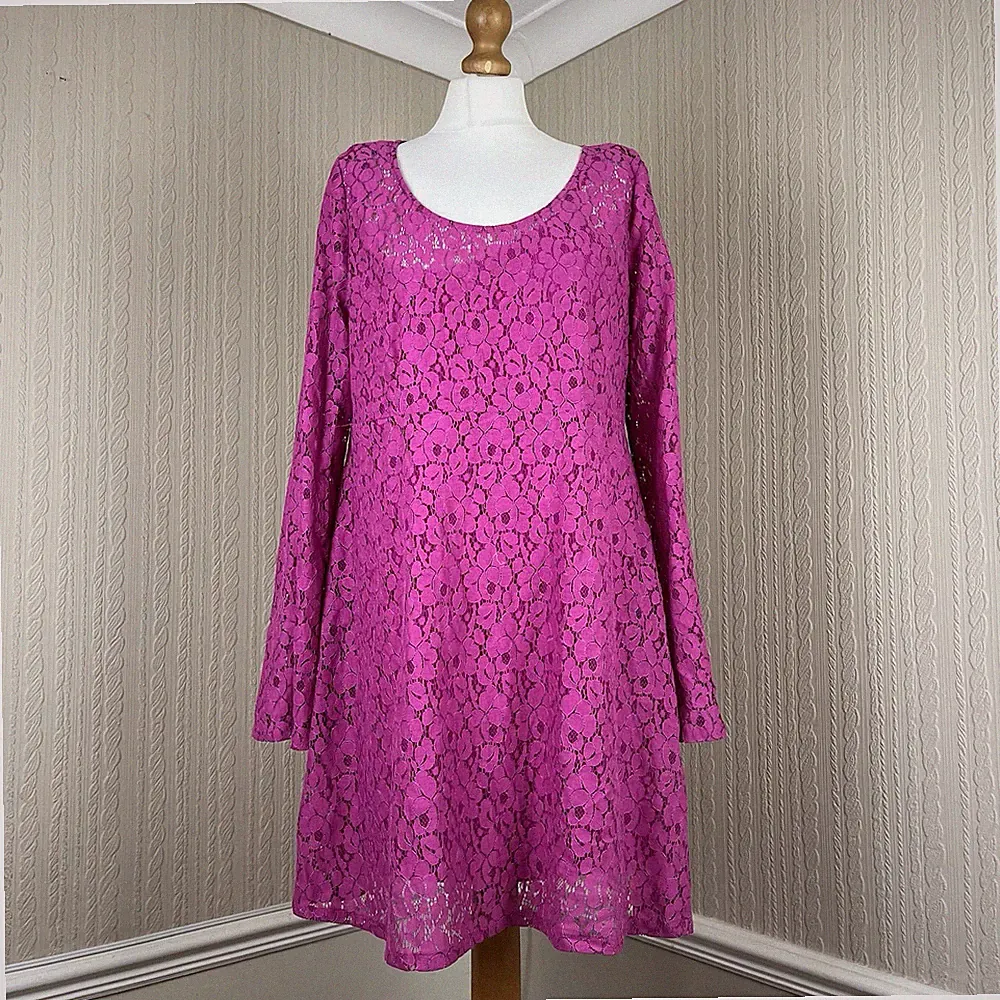 Next rosa Spitzenkleid Tunika 16 fuchsia Hochzeit Gast Party Anlass Blumenmuster neu mit Etikett