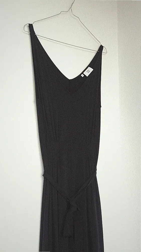 Noa Noa schwarzes ärmelloses Midi-A-Linien-Kleid aus Modal Jersey, Größe M