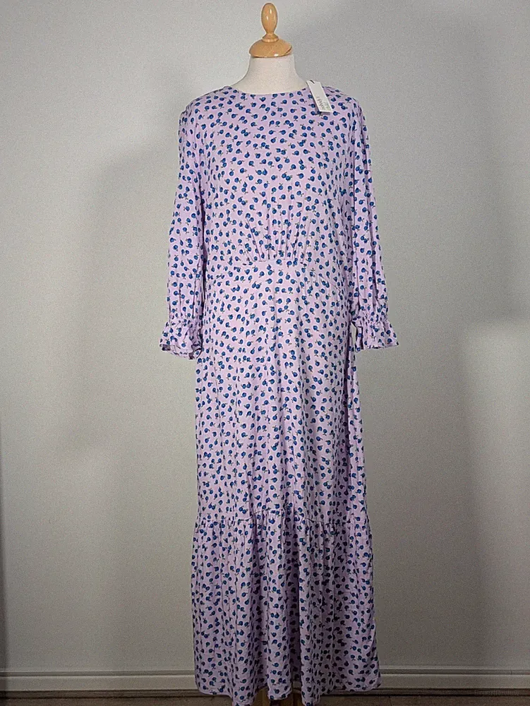 Nobody's Child Stufen Selena Midikleid UK 16 gesmokt lila formell Hochzeit Gast